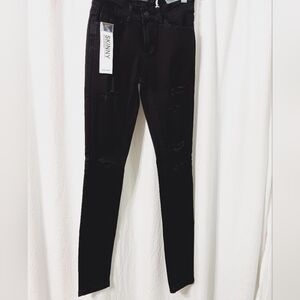 3 X$20. Wax juniors Jeans Size 1 Black Ripped  Skinny Stretch Denim Cotton Blend